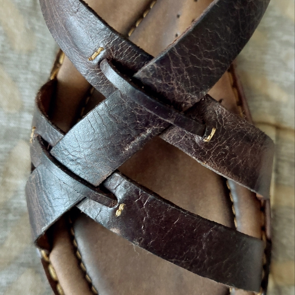 New Born Dark Brown Leather Strappy Sandals Size 7 - Picture 3 of 13
